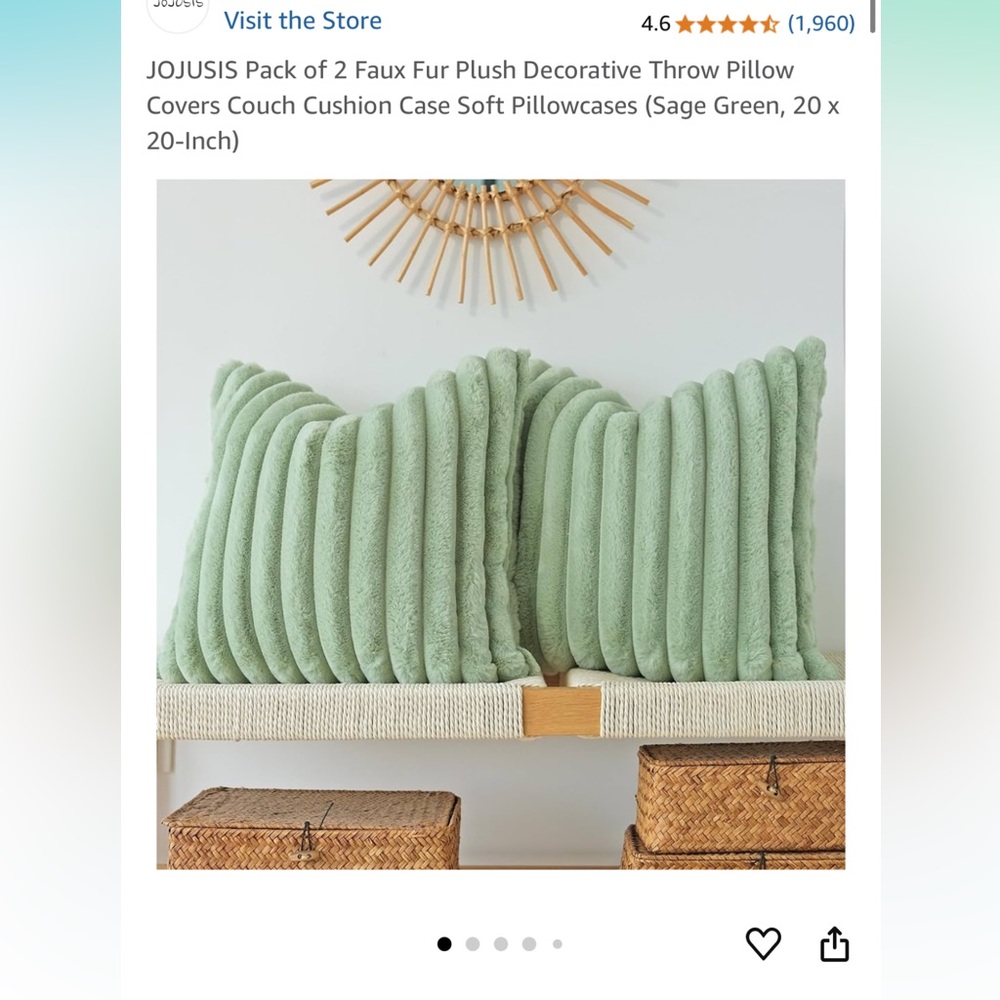 Faux Fur Decorative Throw Pillow Covers - Sage Green